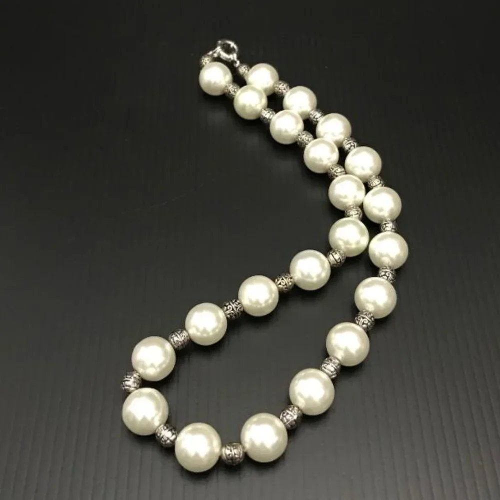 Faux Pearl & Silver-Tone Bead Necklace - Picture 5 of 6